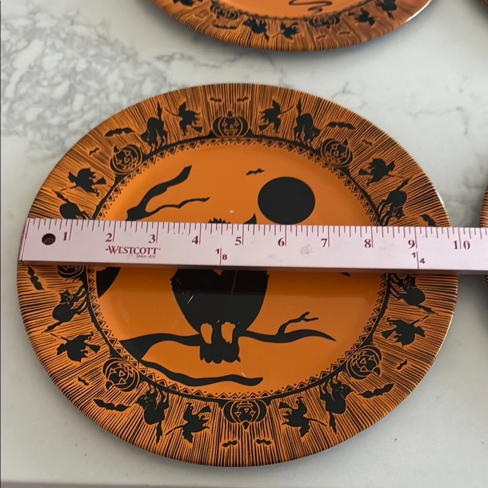 Set of Four Vintage Tin Halloween Themed Plates by restoration hardware